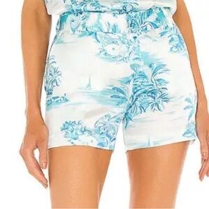 SER.O.YA Jesse Silk Shorts in Blue Seroya Island